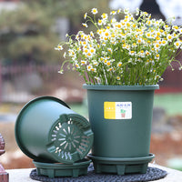 Root Control Plastic Plant Pot with Tray for Succulents and Seedlings, Balcony Garden Planter