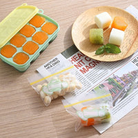 Baby Food Freezer Tray Silicone Ice Cube Mold with Lid for Purees and Solids - BPA Free