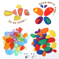 Montessori Stacking Puzzle Colorful Translucent Pebbles Early Education Toy for Preschoolers 3-6 Years