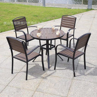 Outdoor Wood-Plastic Composite Patio Dining Set with Aluminum Frame