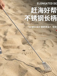 Extended Stainless Steel Hand Rake for Gardening and Clam Digging