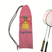 Christmas Illustration Badminton Racket Drawstring Shoulder Bag