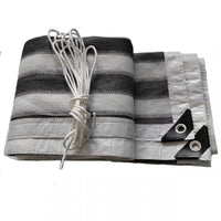 Grey White Striped Balcony Privacy Screen Sun Shade Net for Outdoor Garden and Patio