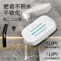 Large Wall-Mounted Suction Cup Soap Dish with Double-Layer Drainage for Bathroom & Balcony
