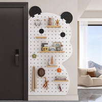 Solid Wood Pegboard Wall Mounted Storage Shelf Set for Living Room and Entryway Organization