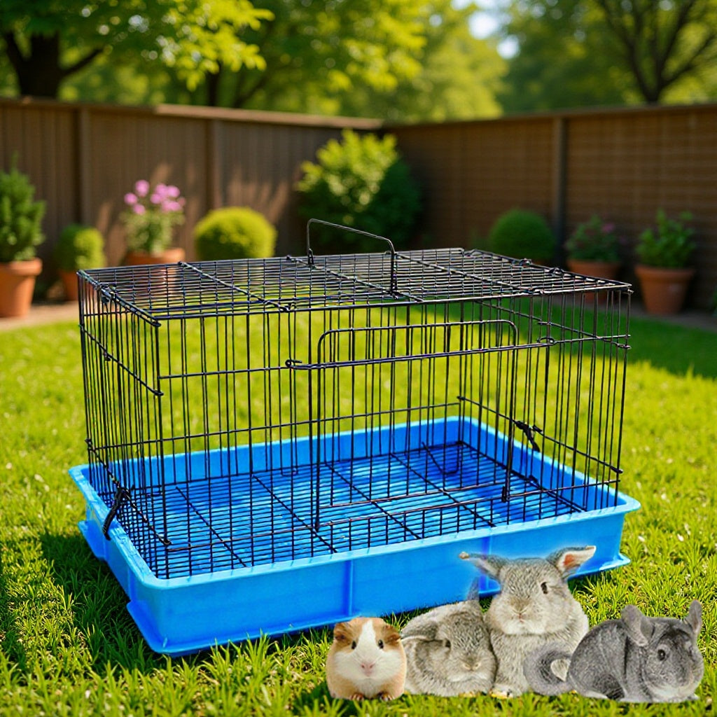 Foldable Pet Cage for Rabbits, Guinea Pigs, Chinchillas - Portable & Splash-Proof
