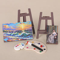 Miniature Dollhouse Painting Easel & Palette Set for DIY Scene Decoration