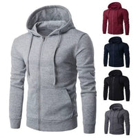 Men's Thermal Hooded Zip-Up Sweatshirt Slim Fit Sport Casual Hoodie with Custom Logo Option