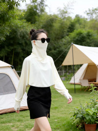 Women's Sun Protection Cape with Sleeves, Loose Fit, Cooling Shawl for Cycling and Driving