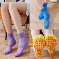 Kids' Mid-Calf Trampoline Socks, Thin Breathable Mesh, High-Waist Non-Slip Floor Socks for Toddlers and Children