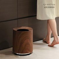 Wood Grain Waste Bin for Home, Office, Hotel - 12L Luxury Retro Style Trash Can