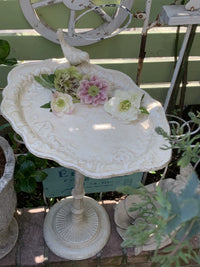 Vintage Cast Iron Rose Bird Bath Feeder Tray Garden Decor