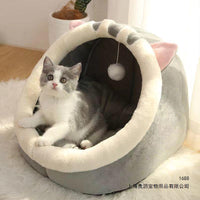 All-Season Thickened Warm Enclosed Pet Bed for Cats and Small Dogs