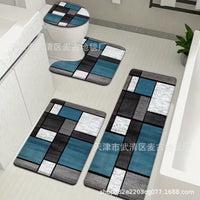 Geometric Patchwork Faux Cashmere Bathroom Mat Set