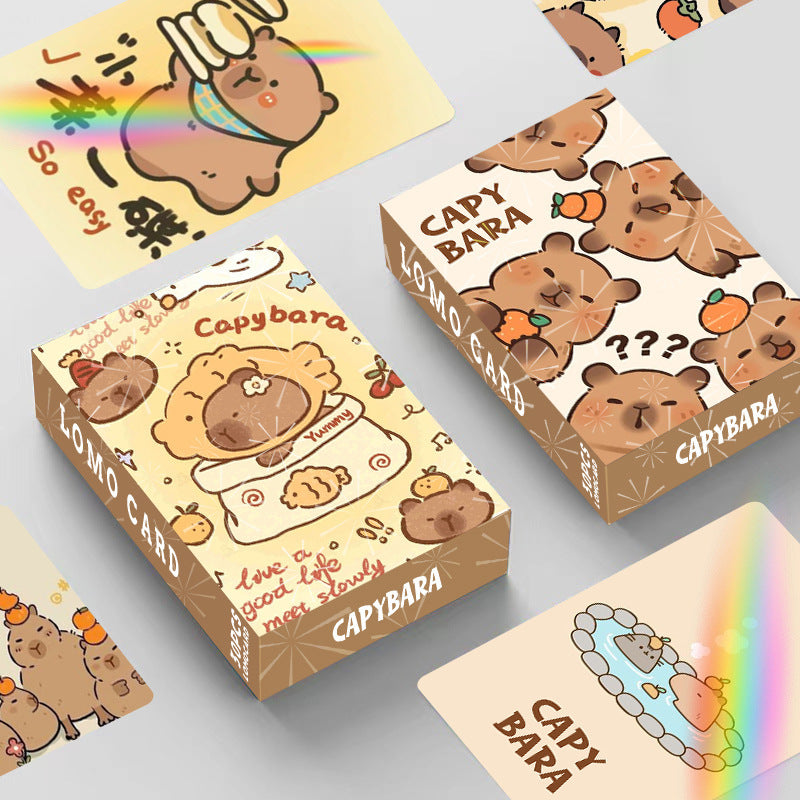 Capybara Double-Sided Laser Flash Cards - 30 LOMO Collectible Anime Postcards
