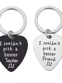Personalized Guitar Pick Keychain for Dad, Son, Brother - Engraved Stainless Steel