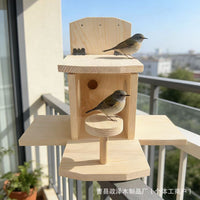 Wooden Hanging Bird Feeder Outdoor Garden Decoration Birdhouse