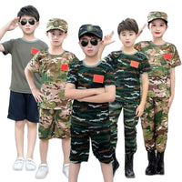 Kids' Camouflage T-Shirt & Pants Set for Summer Camp & Military Training
