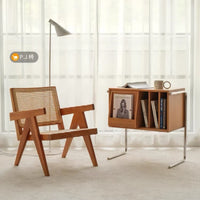 Nordic Solid Wood Magazine Cabinet Minimalist Bookshelf Original Wood Sofa Side Table Multi-functional Living Room Storage Record Cabinet