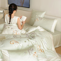 Tencel Lyocell Embroidered Duvet Cover Set with Bedsheet