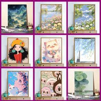DIY Digital Oil Painting Kit Cartoon Anime Landscape Decor 40x50cm