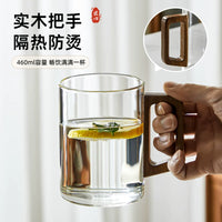 Japanese High Borosilicate Glass Teacups Set with Wooden Handle and Tray