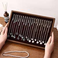 Premium Walnut Jewelry Display Tray for Necklaces, Rings, Earrings, Bracelets - Retail Counter Organizer