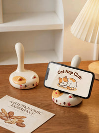 Cute Calico Cat Phone Holder Ornament for Desk Decoration and Stress Relief, Practical Gift for Girls