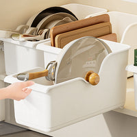 Rolling Kitchen Cabinet Organizer Rack with Lid and Spice Storage, Desktop Multi-functional Plastic Storage Box