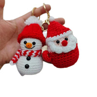 Hand-Knitted Snowman Santa Claus Keychain Pendant for Christmas Gifts and Bag Accessories