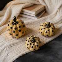 Polka Dot Ceramic Pumpkin Figurine for Halloween & Autumn Decor