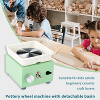 Mini Pottery Wheel Machine for Kids, Electric Desktop Ceramic Art Kit for DIY Clay Craft