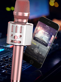 Wireless Bluetooth Karaoke Microphone with Built-in Sound Card for TV KTV Home Use
