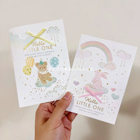 Japanese Baby Bear & Rabbit Greeting Cards for Newborns & Baby Showers