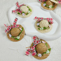 Summer Woven Bow Straw Hat Mini Cute Fresh Japanese Style Doll Hair Accessory Decoration