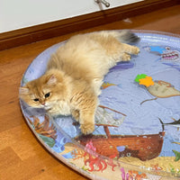 Pet Water Cooling Mat for Cats and Dogs, Scratch-Resistant Inflatable Ice Pad, Ocean World Design