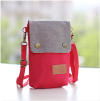 Solid Color Canvas Crossbody Phone Bag with 3 Layers, Casual Fabric Shoulder Purse and Wallet