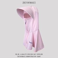 Ice Silk UV Protection Sun Hat with Integrated Face Mask and Shawl for Cycling
