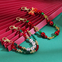 Christmas Beaded Acrylic Letter Keychain for Bags and Phones