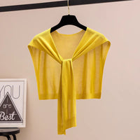 Women's Solid Color Knitted Sun Protection Shawl Thin Cardigan for Summer