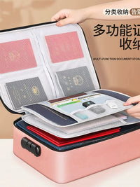 Large Capacity Travel Document Organizer with Password Lock for Passports and Cards