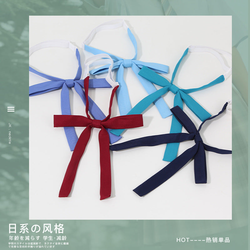 Pre-tied Solid Color JK Uniform Bow Tie Necktie for Women
