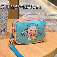 Multi-Layer Lamb Cartoon ID Card Holder Portable Storage Pouch for Girls