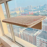 Window Cat Hammock with Suction Cups - Wall-Mounted Wooden Cat Perch for Sunbathing