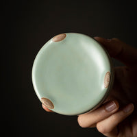 Ru Kiln Ceramic Tea Strainer Set with Holder, Vintage Style Tea Leaf Filter for Kung Fu Tea Ceremony