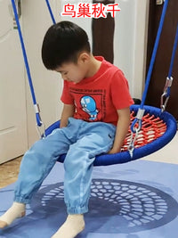 Round Disc Bird's Nest Swing Chair for Indoor/Outdoor Use - Kids' Hanging Rope Rocker