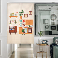 Japanese Style Kitchen Doorway Curtain Half-Curtain for Oil Fume Protection and Room Divider