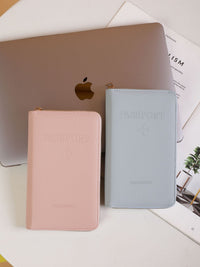 RFID Blocking Travel Passport Holder with Zipper, Multi-functional Document Organizer for Tickets and Cards