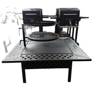 Outdoor Patio American Style Multifunctional Charcoal BBQ Grill Smoker for Backyard Cooking and Roasting