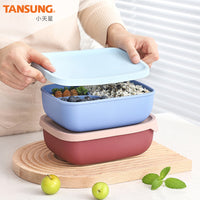 Silicone Divided Lunch Box with Lid, Microwave Safe Food Storage Container for Students and Office Workers